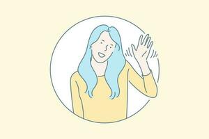 Friendly nonverbal greeting gesture concept vector