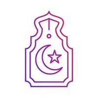 islamic moon star ornament gradient outline icon vector illustration