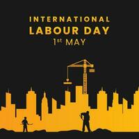 Simple Minimal International labour Day Poster with clenched hands Illustration and Bold Typography. vector