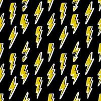Vector seamless pattern with  lightning bolt signs on black background