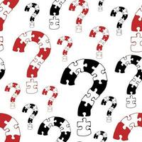 Question mark. Vector seamless pattern with black and red question signs punctuation on white background