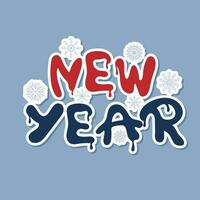 New year sticker with snowflakes. Merry Christmas vector