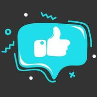 Thumbs up speech bubble icon in doodle style vector