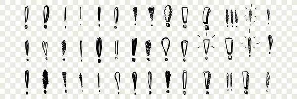 Hand drawn exclamation marks set collection vector