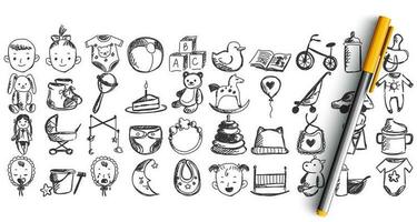 Childhood doodle set vector