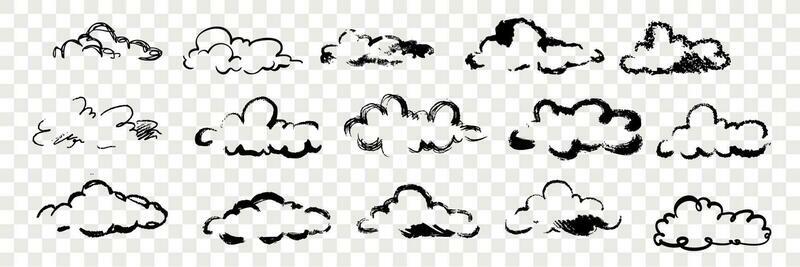 Hand drawn clouds set collection