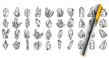 Crystals doodle set vector