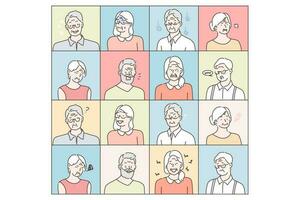 Old people emotions set concept vector