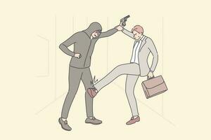 Business, robbery, crime, fight concept vector