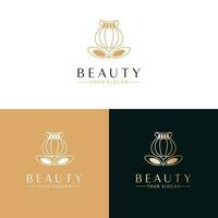 Beauty vector logo design. Simple flower logotype. Botanical logo template.