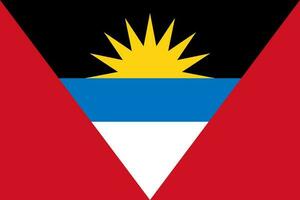 Antigua and Barbuda flag, official colors and proportion. Vector illustration.