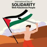 ilustración vector gráfico de palestino luchadores participación banderas y lanzamiento piedras, Perfecto para internacional día, solidaridad con palestino gente, celebrar, saludo tarjeta, etc.