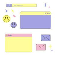 flat design pop ups, pc pop up window pastel color, adorable envelope, mailing, letter, mail vector