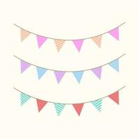 Party flags, Bunting flags, flag pennant chain for party, event, festive. Birthday celebration banners vector