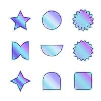 Gradient Sticker Bundle shape, Geometric shape sticker, holographic gradient vector