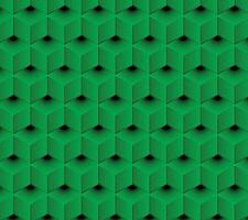 Abstract green cubes pattern, abstract seamless background. Optical illusion. vector