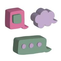 Speech bubble 3d. Talking clouds for chat and messages. Dialog icon set on isolated background. Vector