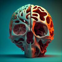 Human Brain Anatomy. 3D illustration. 3D rendering., Image photo