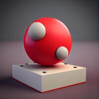 Red sphere on a pedestal, 3d render, square image, Image photo