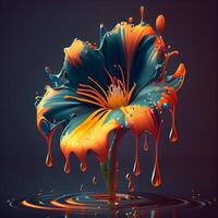 Colorful paint splashing on black background. 3d rendering., Image photo
