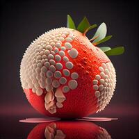 Ripe pomegranate on a dark background. 3d illustration, Image photo