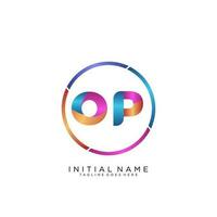 Letter OP colorfull logo premium elegant template vector