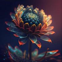 Chrysanthemum flower on a dark background. 3d illustration, Image photo