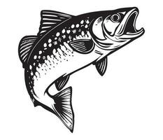 Trout Fish, trout jumping icon, Freshwater Salmon catch emblem, Fish jump sign vector