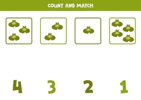 Count all frogs and match with the correct number. vector