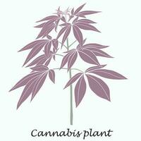 simplicidad planta de cannabis dibujo a mano alzada diseño plano. vector