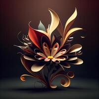 abstract fractal flower on a dark background, digital artwork for creative graphic design, Image photo