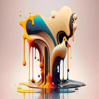Colorful paint splashing on a grey background. 3d rendering, Image photo