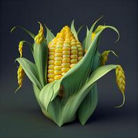 Corn on a black background. 3d rendering, 3d illustration., Image photo