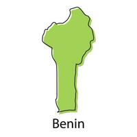 benin mapa - sencillo mano dibujado estilizado concepto con bosquejo negro línea contorno contorno. país frontera silueta dibujo vector ilustración