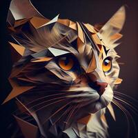 Portrait of a cat with orange eyes. 3d rendering., Image photo