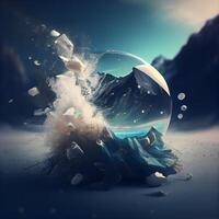 abstract scene with planet and ocean. 3d rendering toned image, Image photo