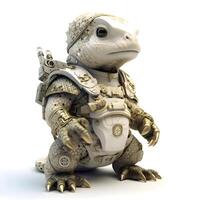 3D rendering of a fantasy alien in armor isolated on white background, Image photo