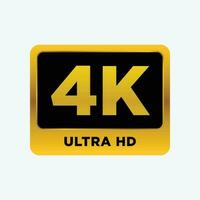 vídeo resolución 4k icono etiqueta vector