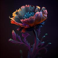 Elegant peony flower on dark background. 3D illustration., Image photo