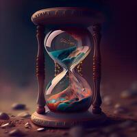 Hourglass with sand inside. Concept of time passing. 3d rendering, Image photo