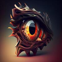 Eye in the form of an abstract figure. 3D illustration., Image photo