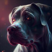 Digital painting of a boxer dog in front of a dark background., Image photo