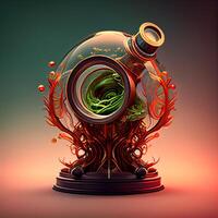 Magic potion in a bottle. 3D illustration. Elements for design., Image photo