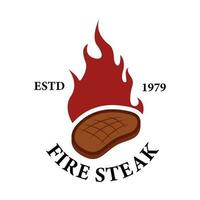 barbeque steak with fire logo icon vector