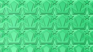 Green star pattern on a green background. Paper cut 3D shapes. Abstract background. Vector illustration for your design