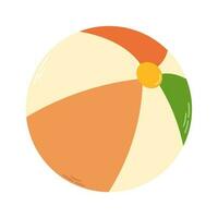 Isolated colorful beach ball in flat style on white background. Orange, green, red. Summer recreation vector