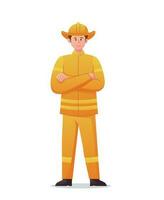 Firefighter character in uniform vector illustration