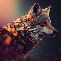 Fantasy illustration of a fox in the forest. 3d rendering, Image photo