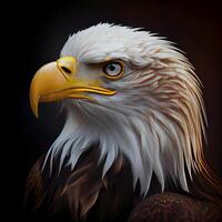 Bald Eagle Portrait on Black Background. 3D Rendering, Image photo