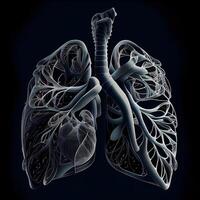 humano livianos anatomía para médico concepto 3d ilustración., ai generativo imagen foto